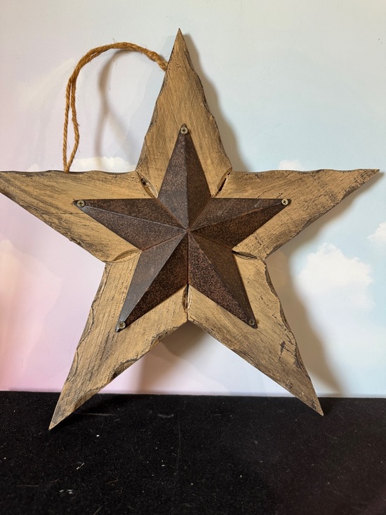 Other - Rustic Old Style Wooden Wall Accent with Metal Center Brown indoor/outdoor decor